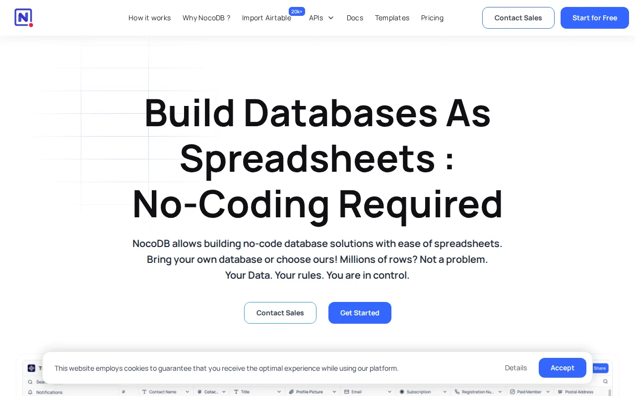 Screenshot of NocoDB