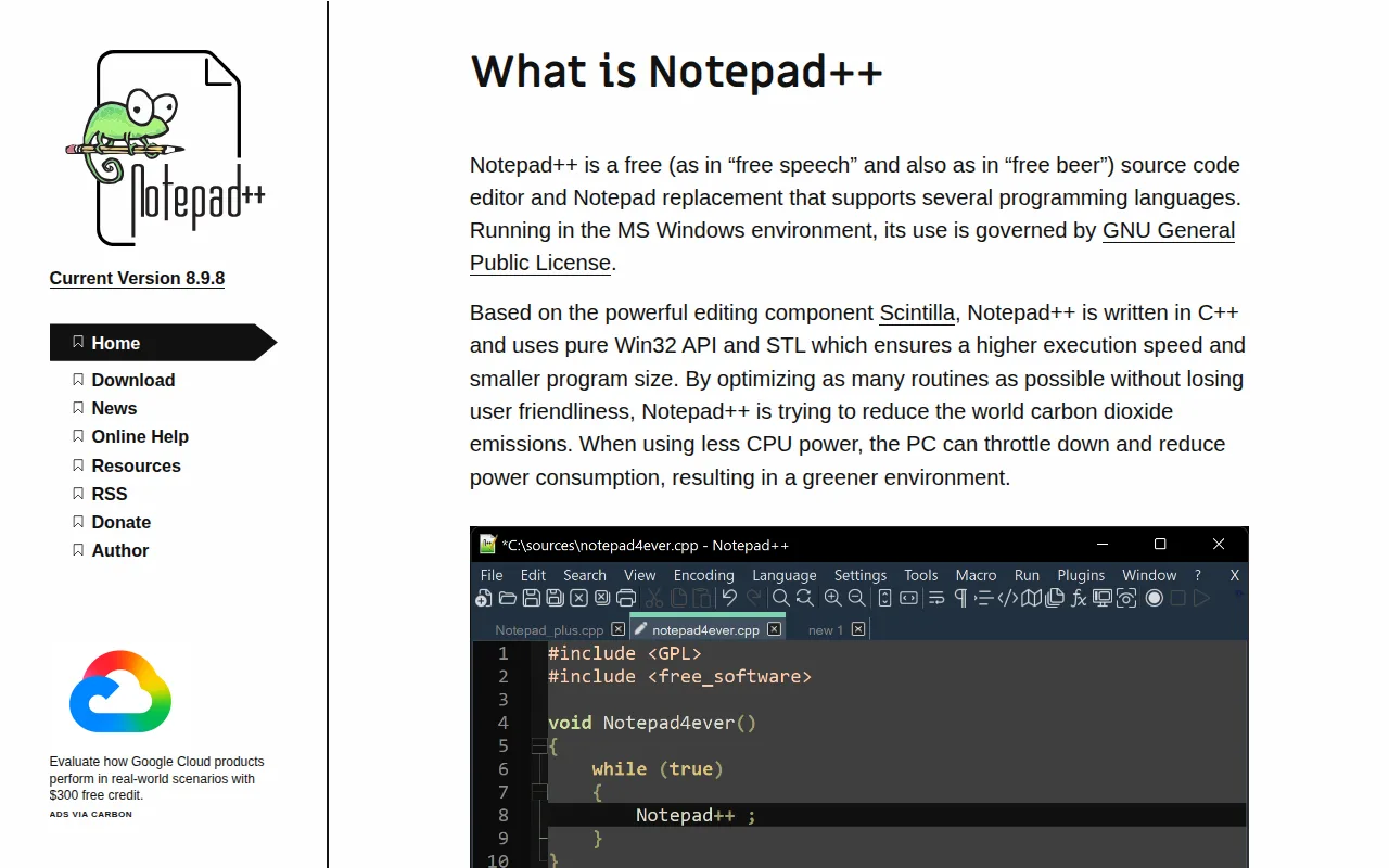 Screenshot of Notepad++