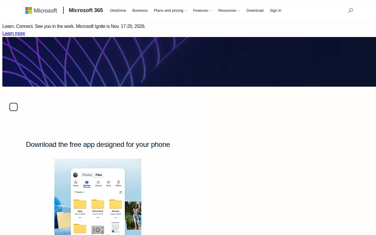 Screenshot of OneDrive