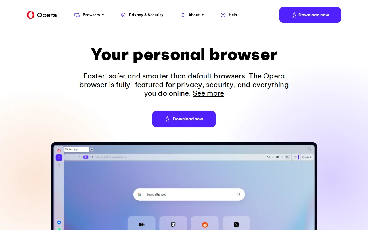 Screenshot of Opera