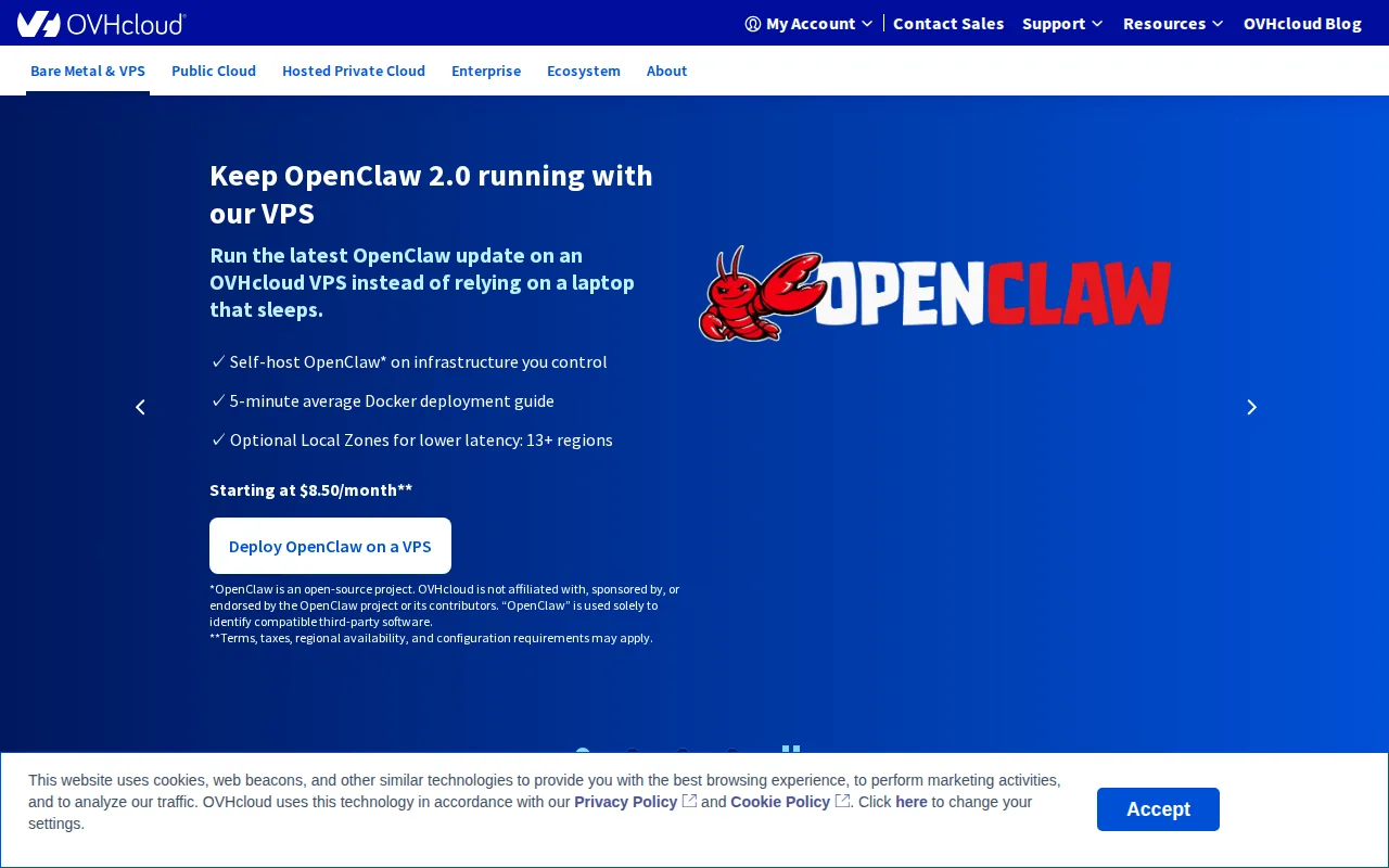 Screenshot of OVHcloud
