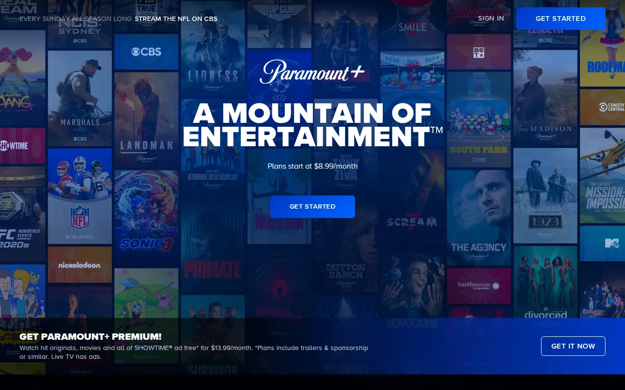 Screenshot of Paramount+