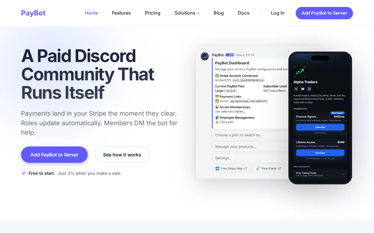 Screenshot of PayBot