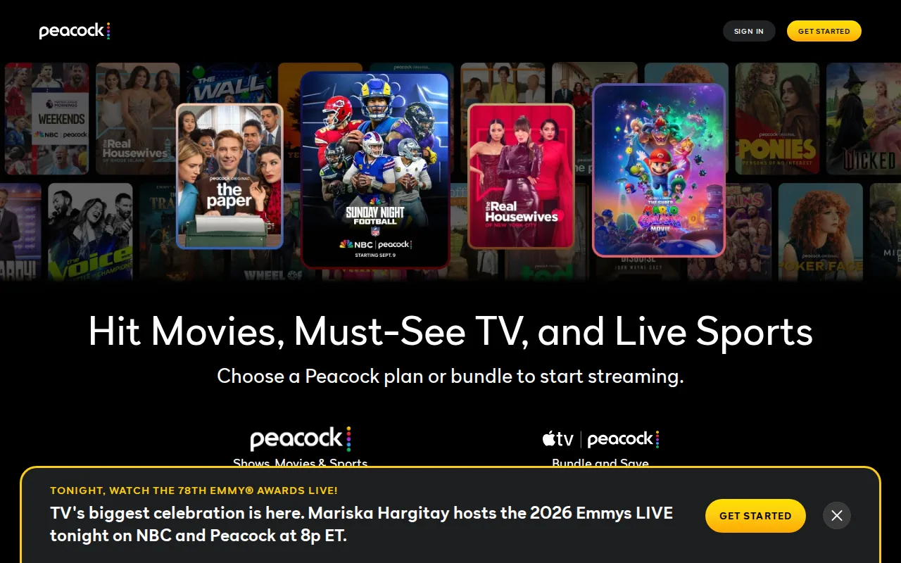 Screenshot of Peacock