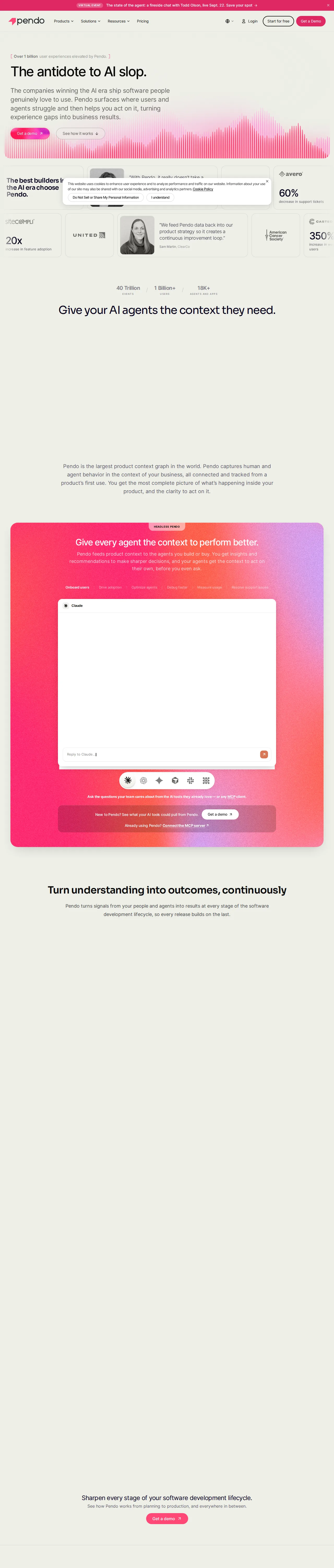 Screenshot of Pendo