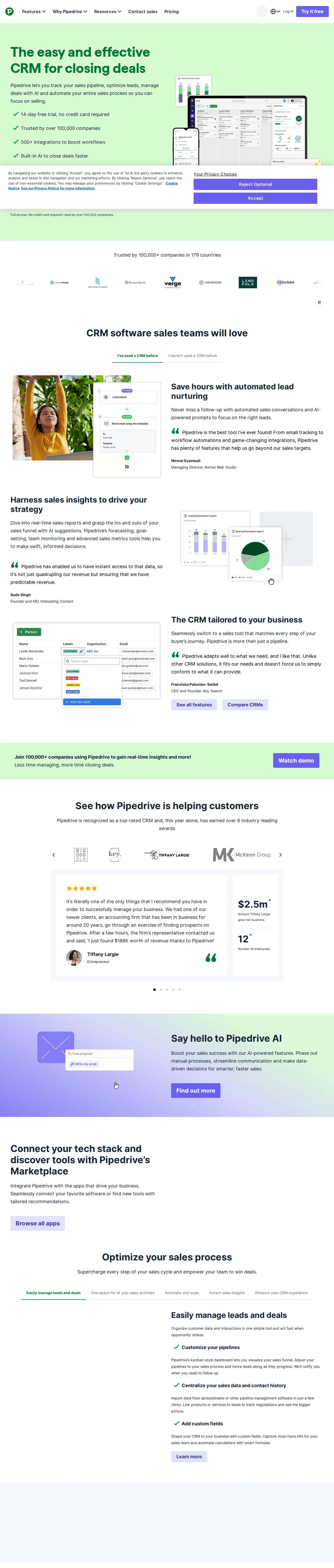 Screenshot of Pipedrive