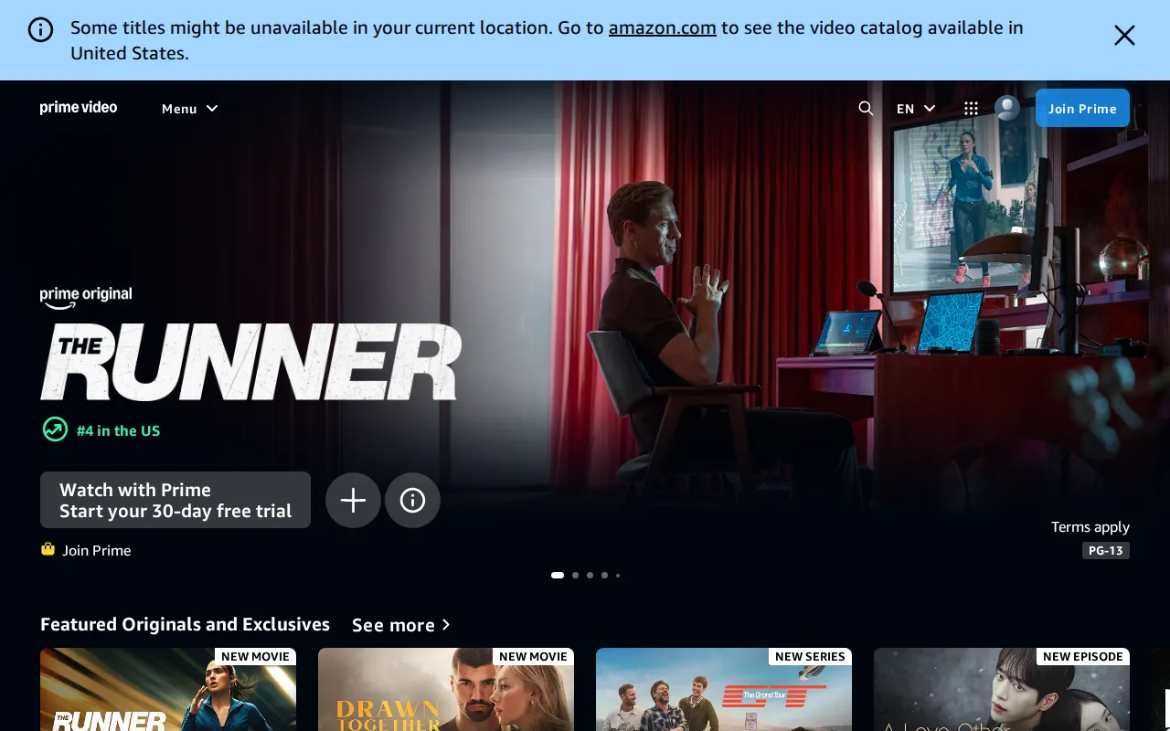 Screenshot of Prime Video
