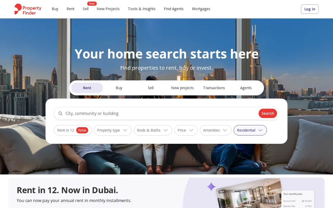 Screenshot of Property Finder