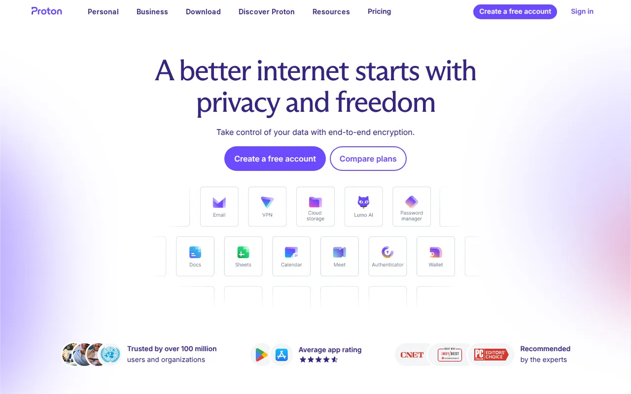 Screenshot of Proton Mail