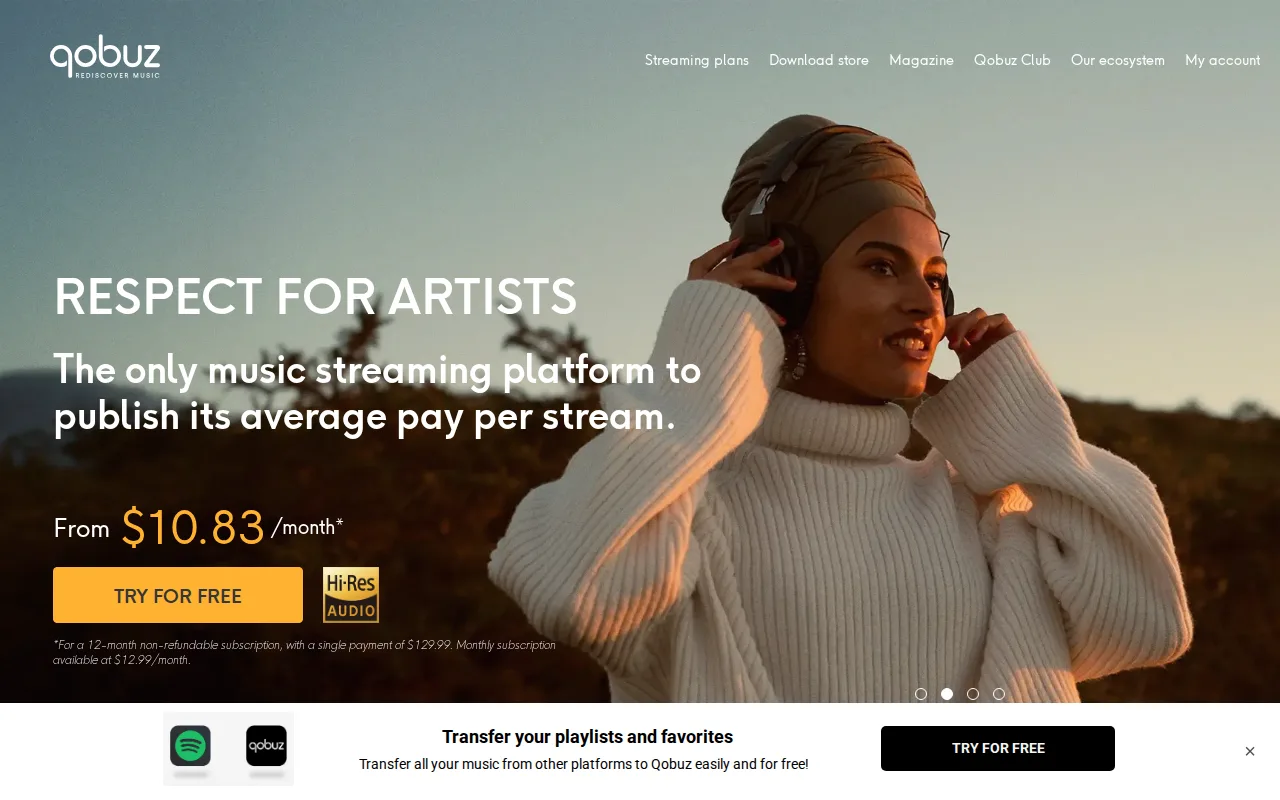 Screenshot of Qobuz