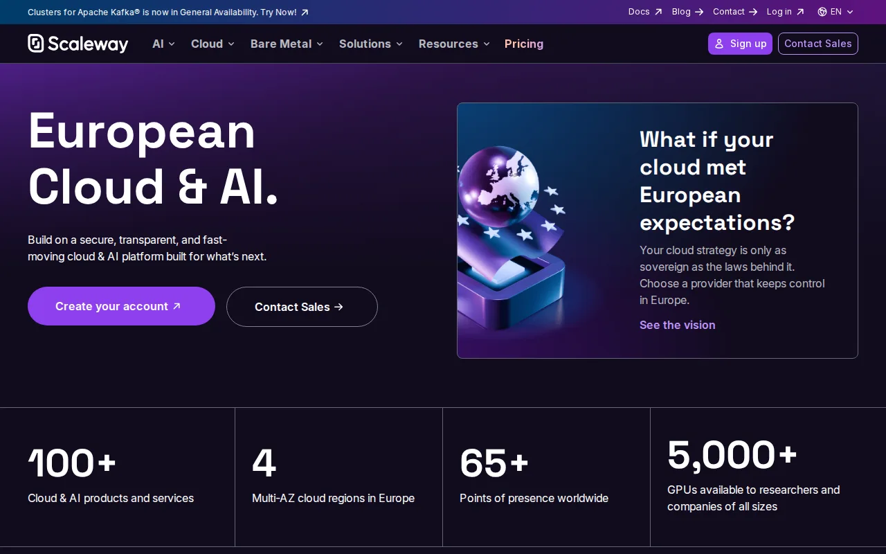 Screenshot of Scaleway