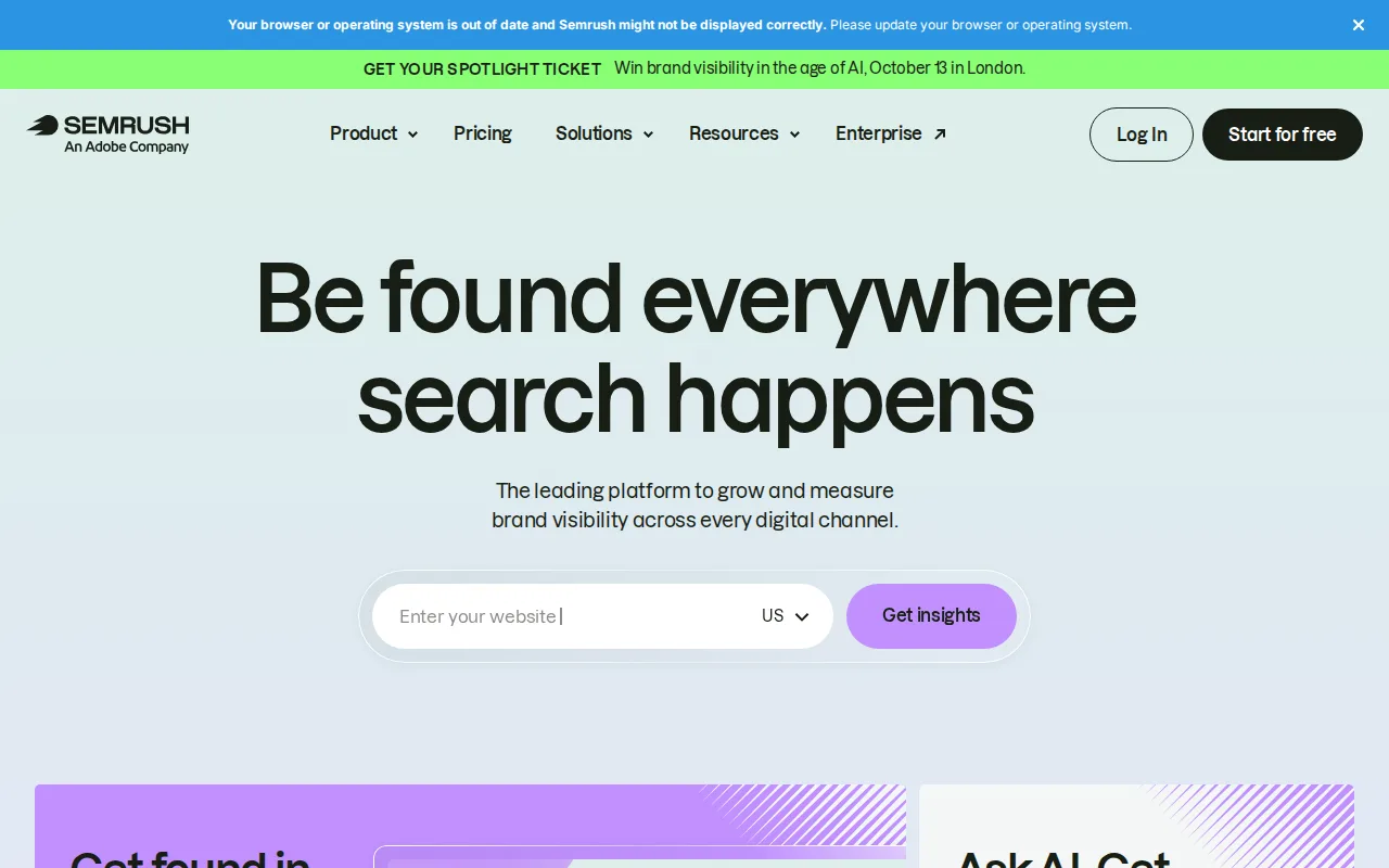Screenshot of Semrush