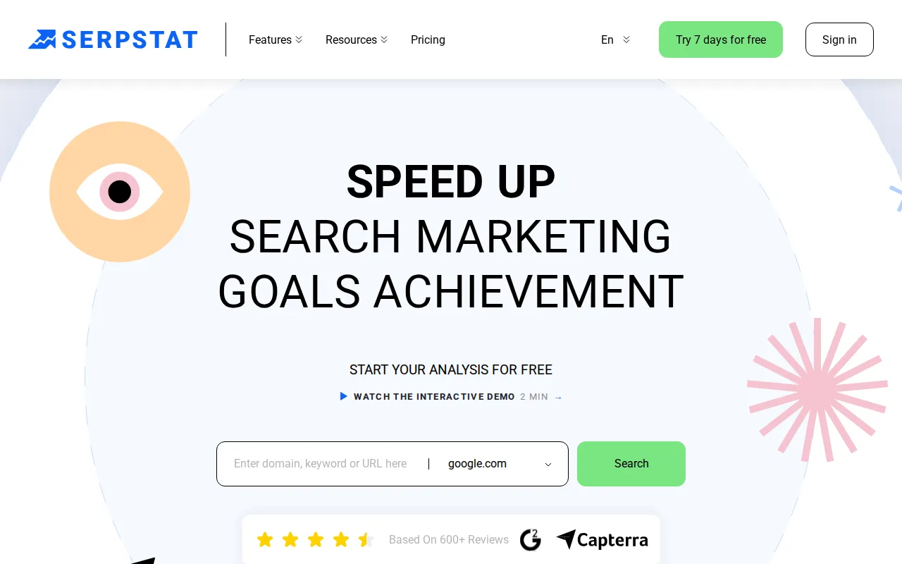Screenshot of Serpstat