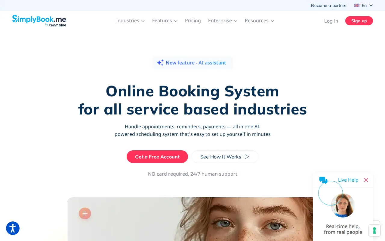 Screenshot of SimplyBook.me