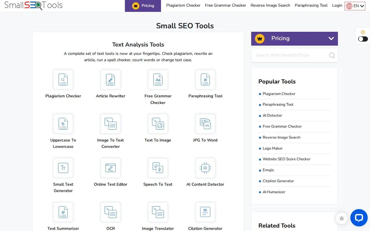 Screenshot of Small SEO Tools