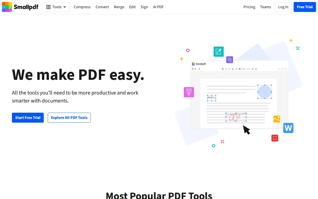 Screenshot of Smallpdf