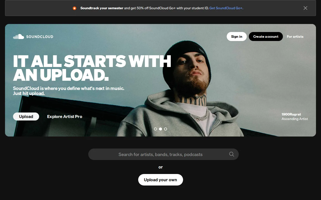 Screenshot of SoundCloud