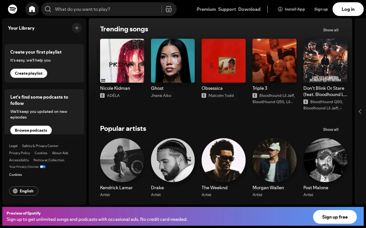 Screenshot of Spotify