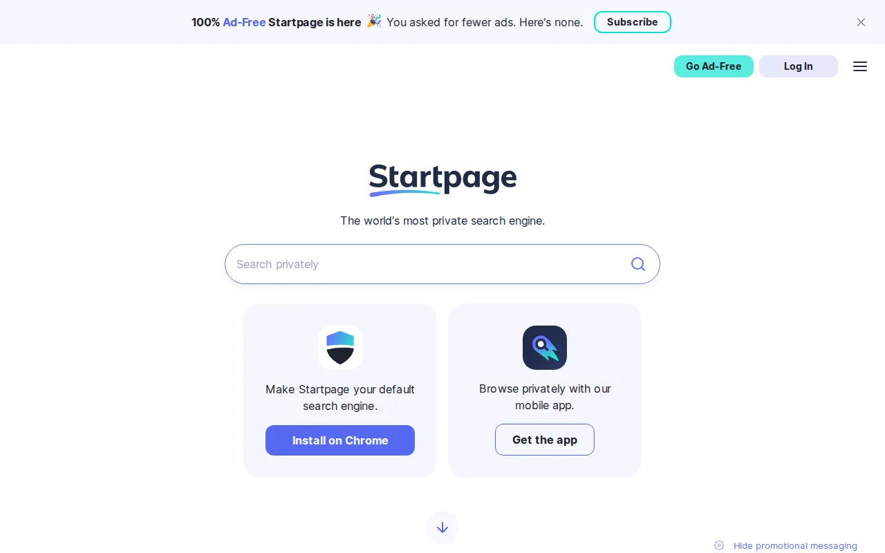 Screenshot of Startpage