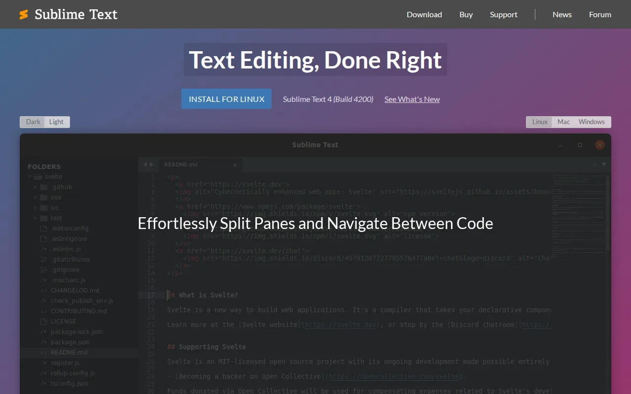 Screenshot of Sublime Text