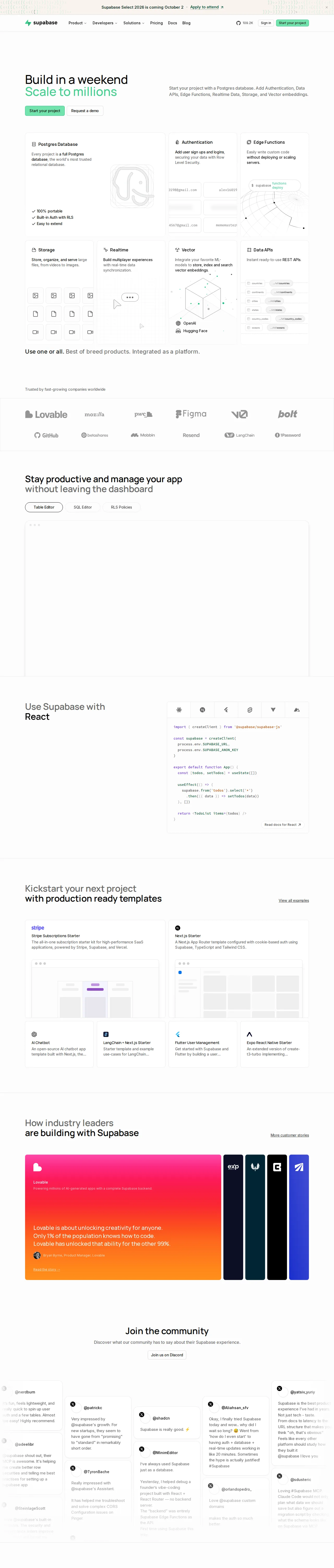 Screenshot of Supabase