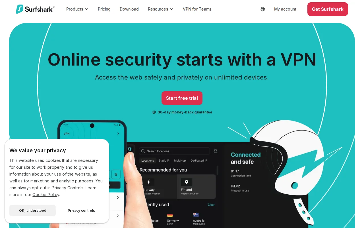 Screenshot of Surfshark