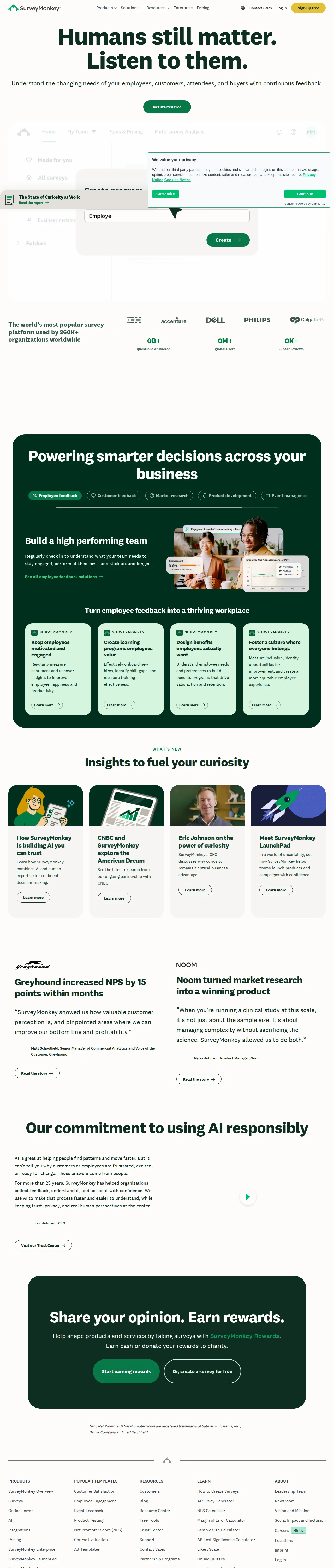 Screenshot of SurveyMonkey