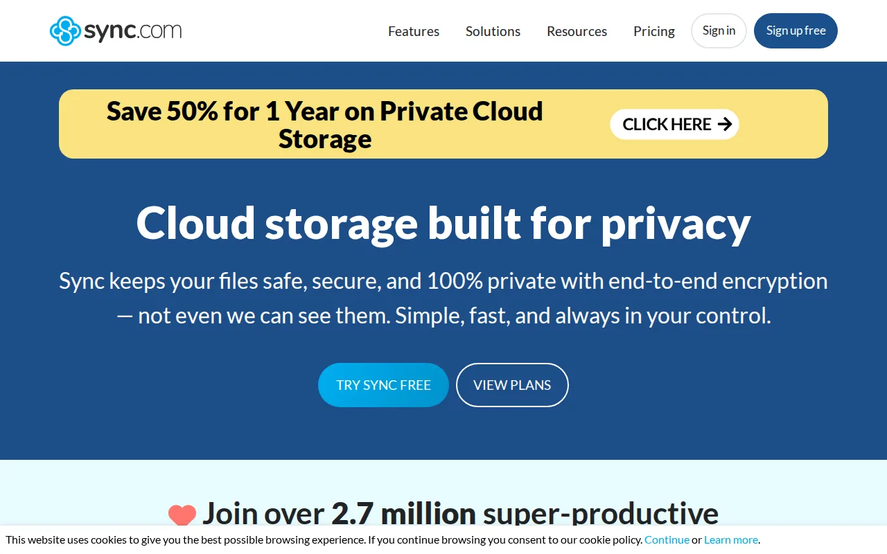 Screenshot of Sync.com