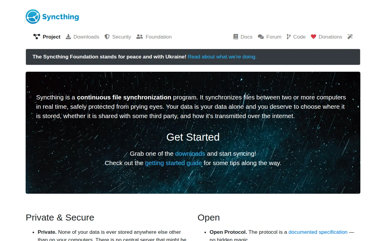 Screenshot of Syncthing