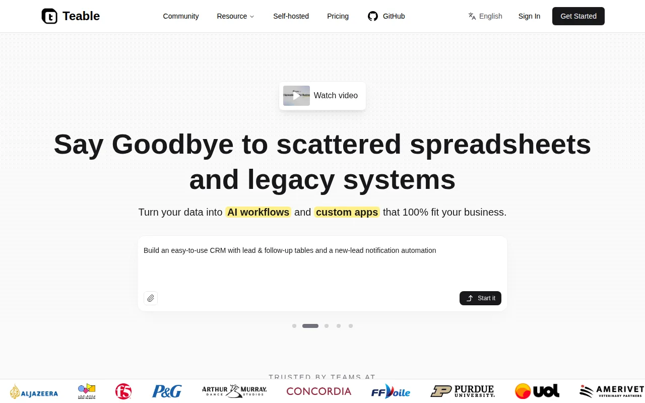Screenshot of Teable