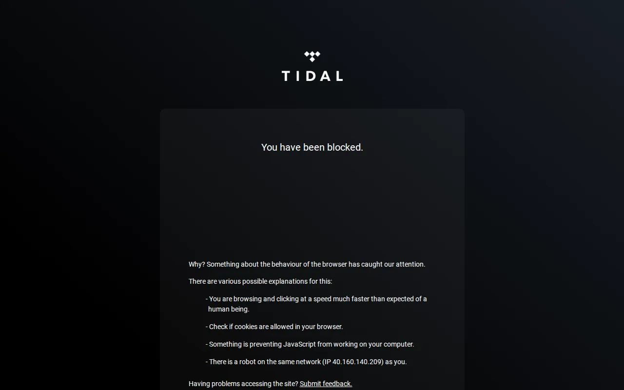 Screenshot of Tidal