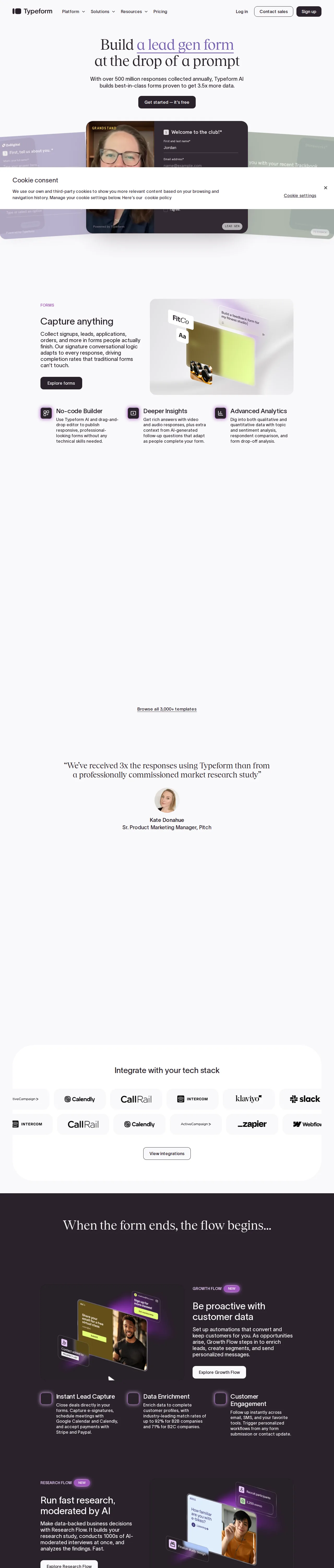 Screenshot of Typeform
