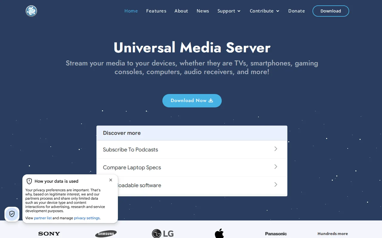 Screenshot of Universal Media Server