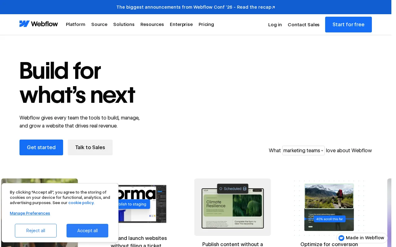 Screenshot of Webflow