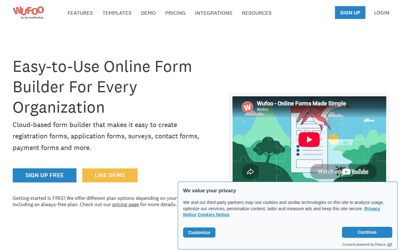 Screenshot of Wufoo