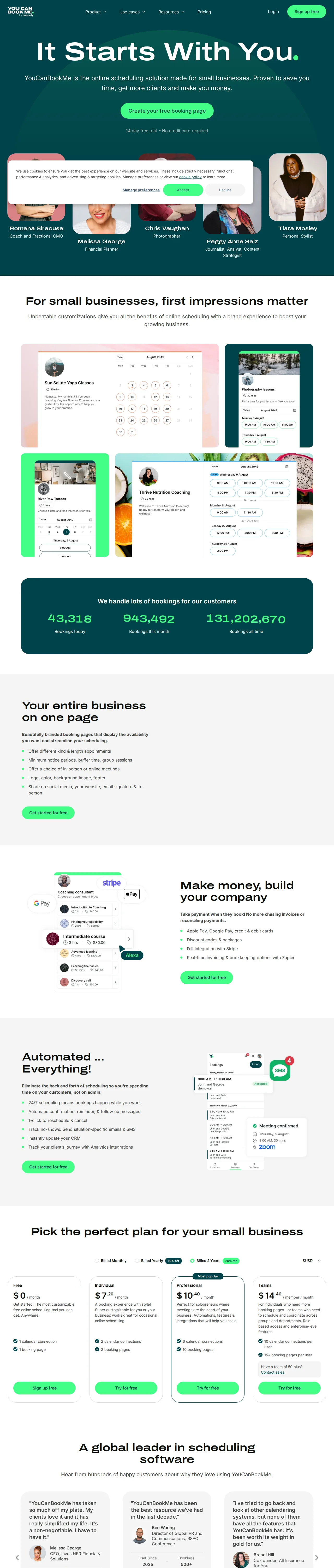 Screenshot of YouCanBook.me