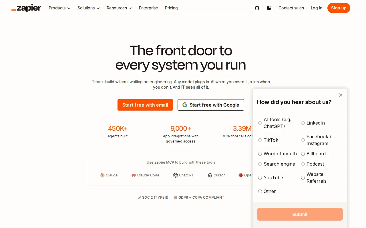 Screenshot of Zapier