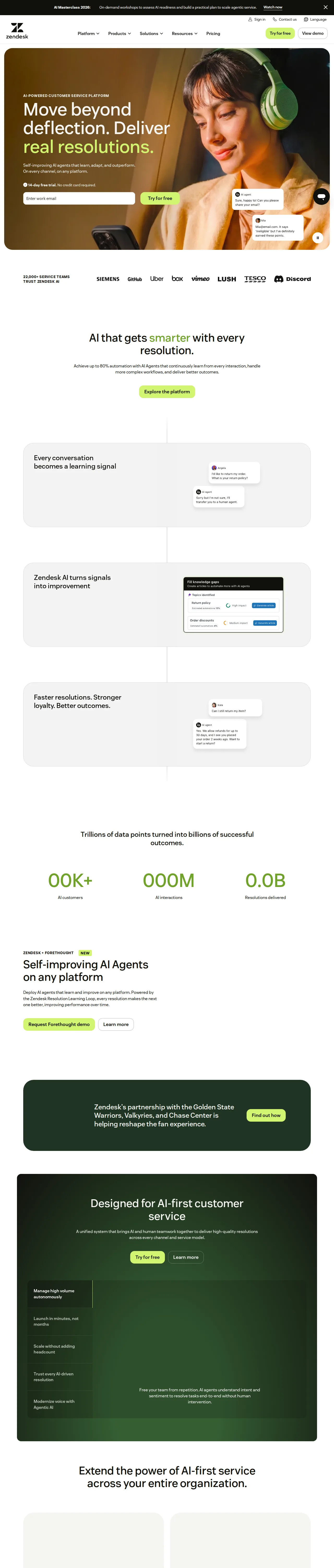 Screenshot of Zendesk