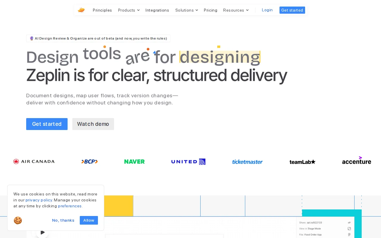 Screenshot of Zeplin